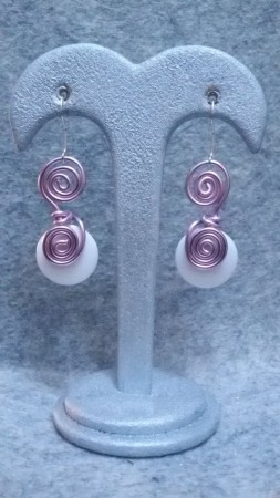 MODELLO 11 - ORECCHINI CON FILO E CERCHIO BIANCO LUCIDO