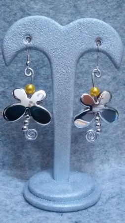 MODELLO 26 - ORECCHINI CON PIETRA "FARFALLA" CON PERLINE E "CODINA"